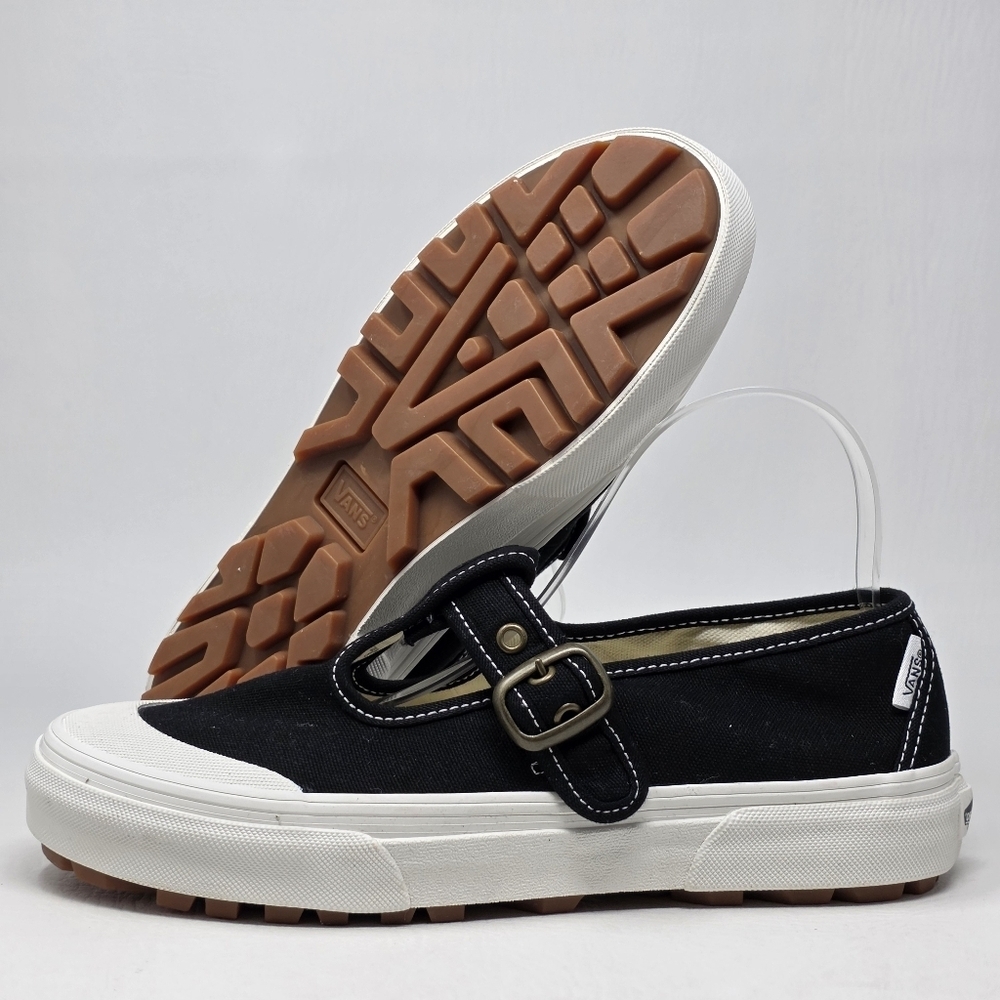 Vans Style 93 Mary Jane Black Slip-Ons Shoes Women Sz 5.5 White Lug Outsole New